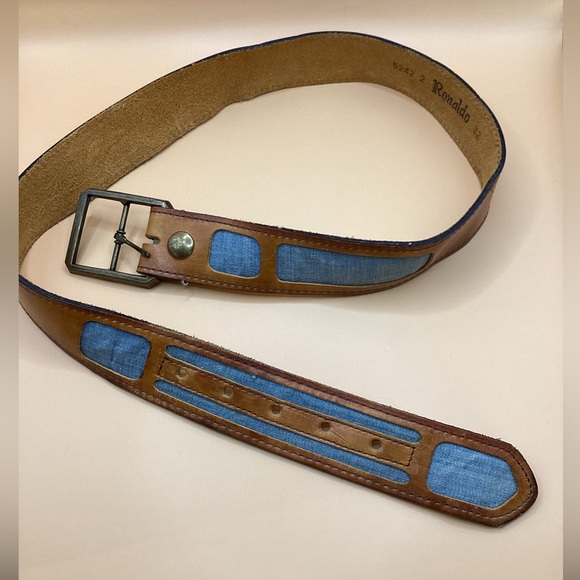 Vintage Ronaldo Leather Belt With Denim Accents - Picture 4 of 13